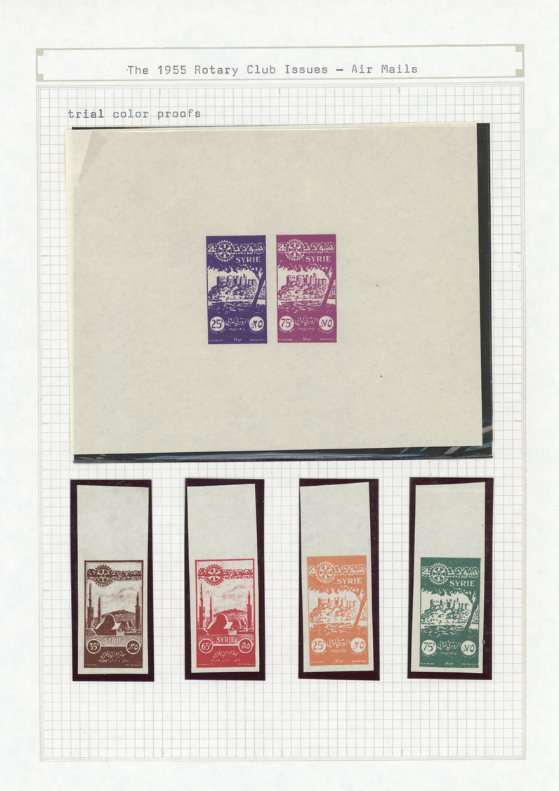 ** Syrien: 1955, Rotary Six Souvenir Sheets In Unissued Colors Without Frameprint (Kleinbogen) And Set Of Four Imperf St - Syrie
