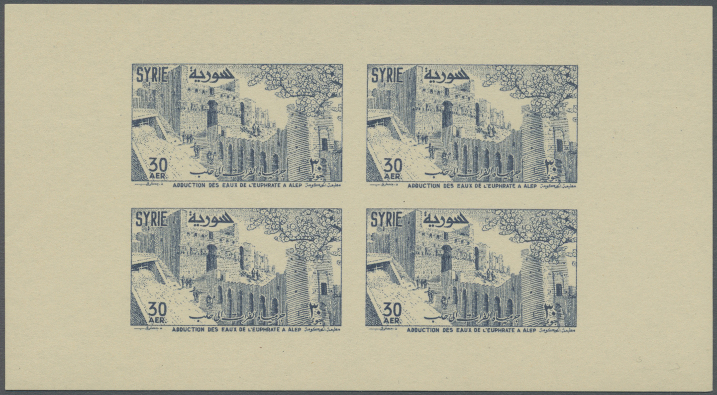 ** Syrien: 1955, River Euphrat With Citadel And Dam Complete Set Of Three Miniature Sheets, Mint Never Hinged And Very S - Syrie