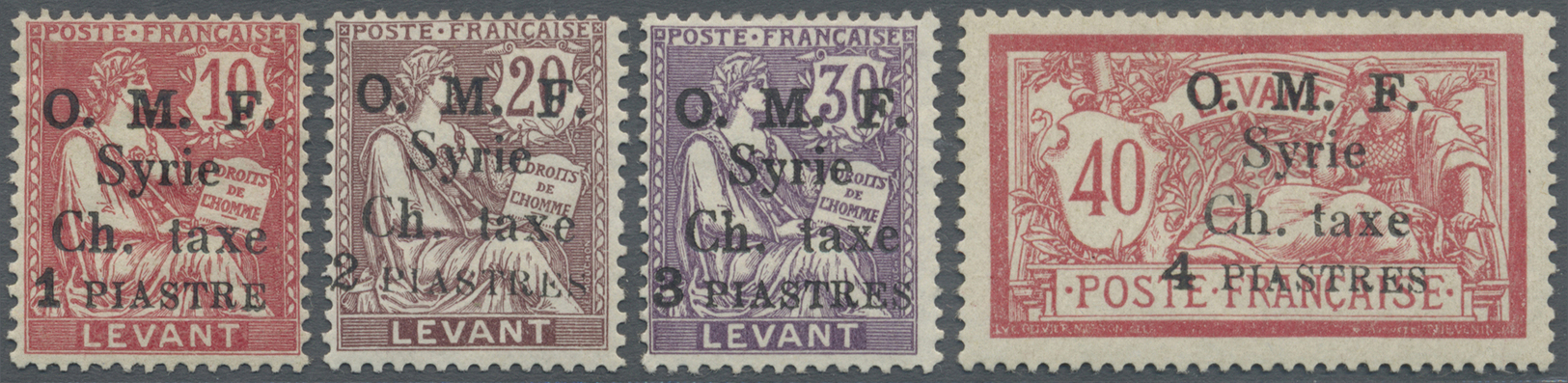 * Syrien - Portomarken: 1920, O.M.F. Overprints On French Levant, Complete Set Of Four Values, Mint O.g. With Stronger H - Syria