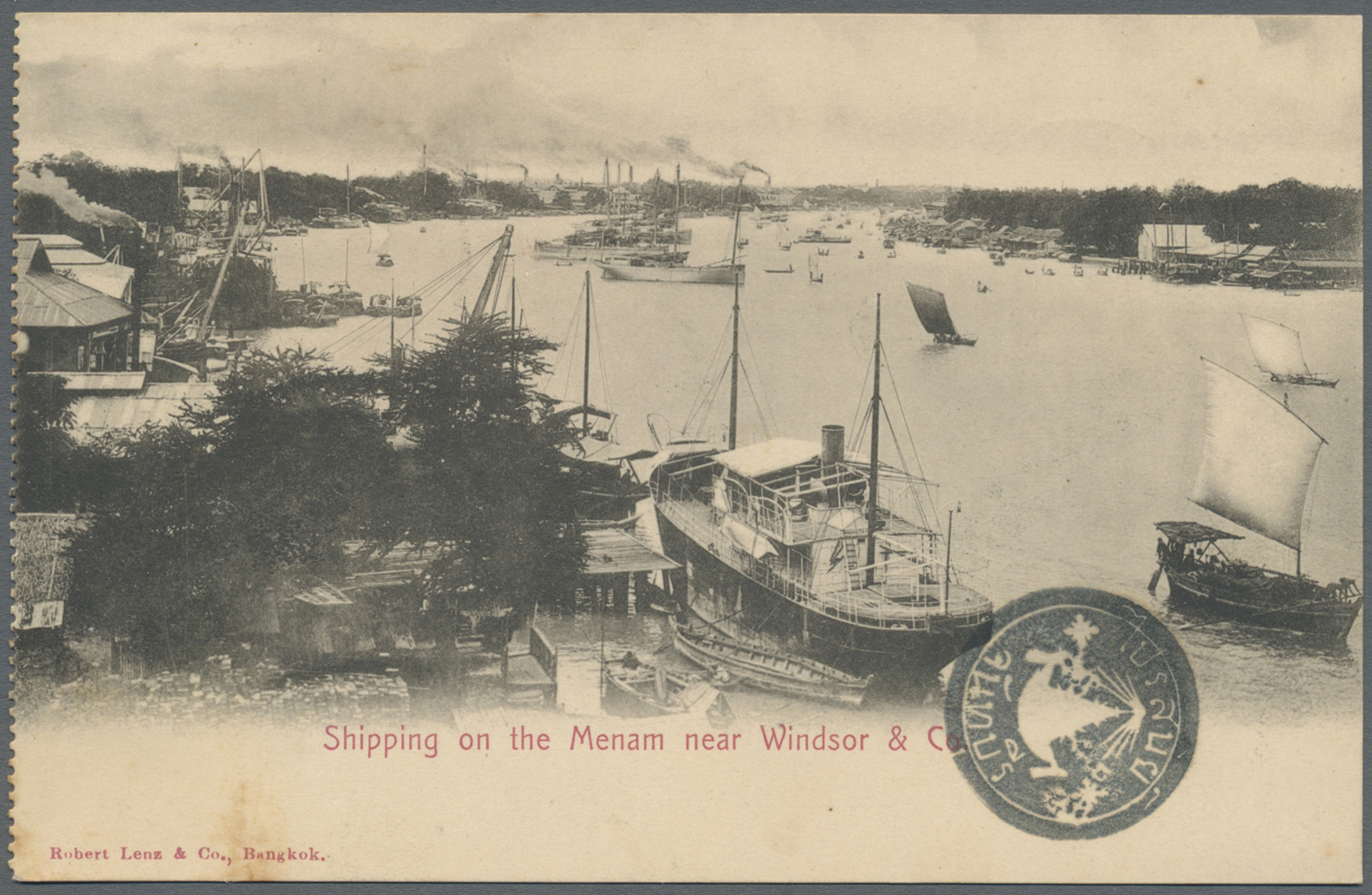 Br Thailand: 1904. Picture Post Card Of 'Shipping On The Menam River Near Windsor & Co" Bearing Siam SG 75, 8a Green And - Thaïlande