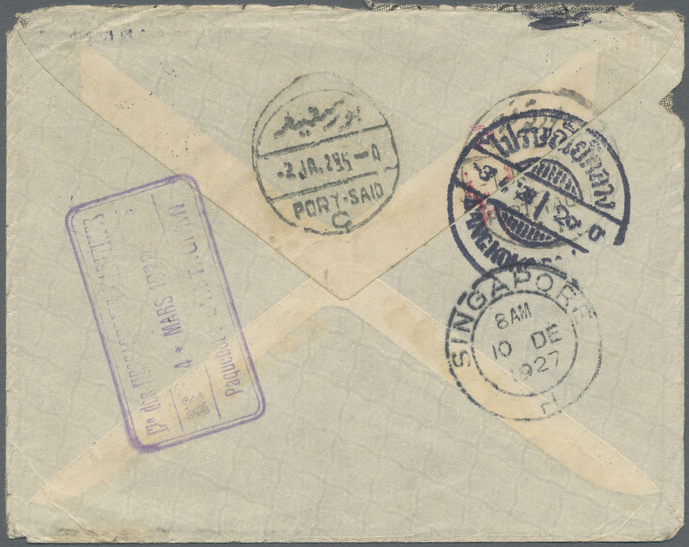Br Thailand: 1910/1927: Pair Of Covers To Same Passenger 'E.C. Monod' Aboard Different Ships After A Period Of 17 Years, - Thaïlande