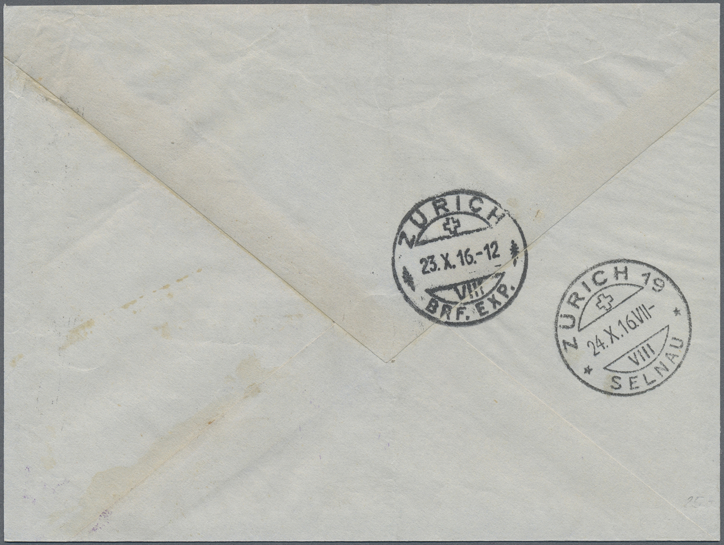 Br Thailand: 1916. Envelope (shortened At Left) Addressed To Switzerland Bearing SG 162, 15s On 28 Chocolate (strip Of T - Thaïlande