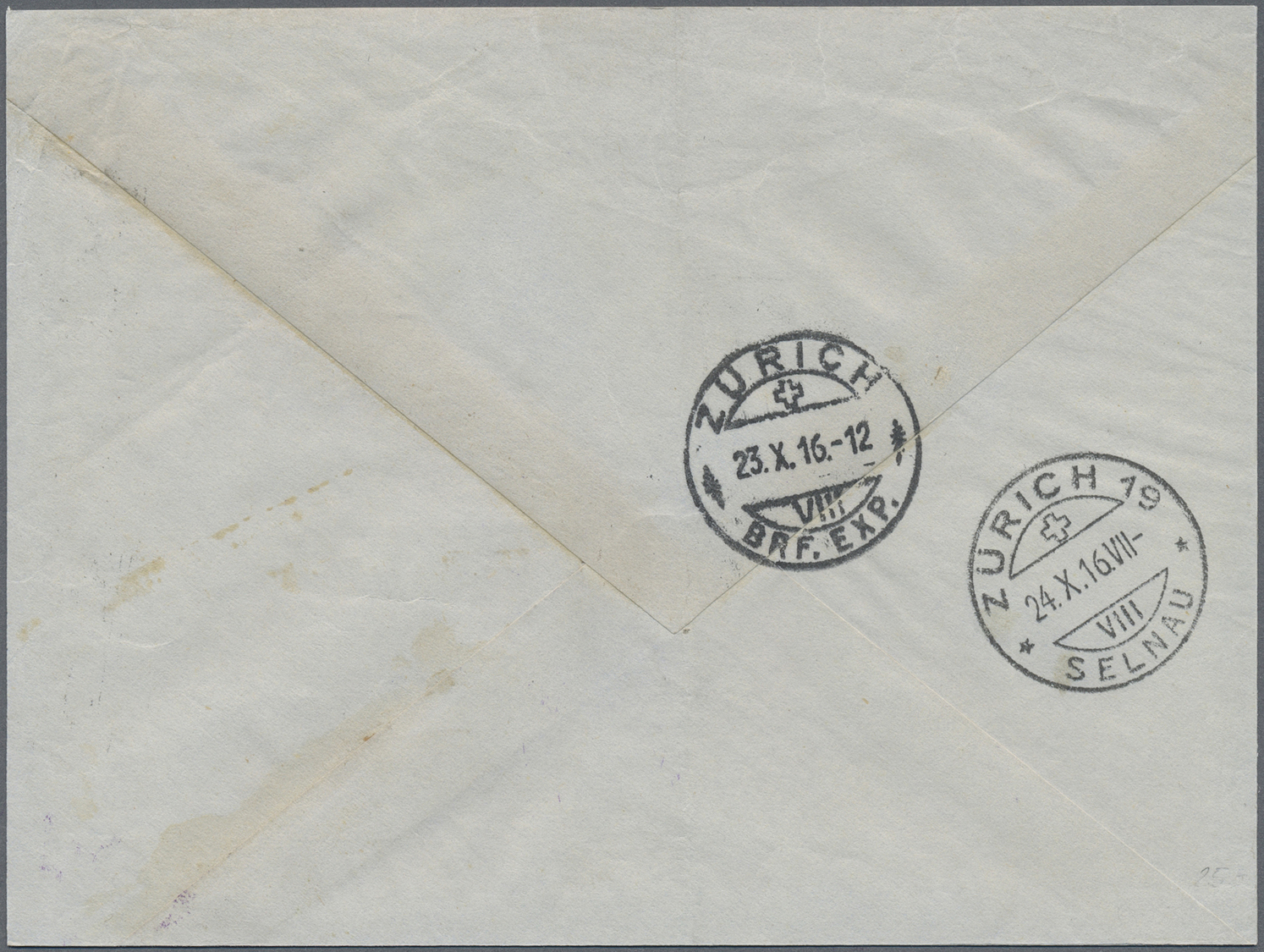 Br Thailand: 1916. Envelope (shortened At Left) Addressed To Switzerland Bearing SG 162, 15s On 28 Chocolate (strip Of T - Thailand