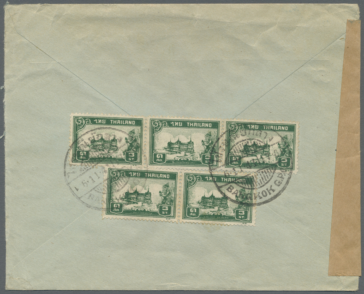Br Thailand: 1941. Censored Envelope To New York Bearing SG 286, 3s Green (5) Tied By Bilingual Bangkok Date Stamp With - Thaïlande