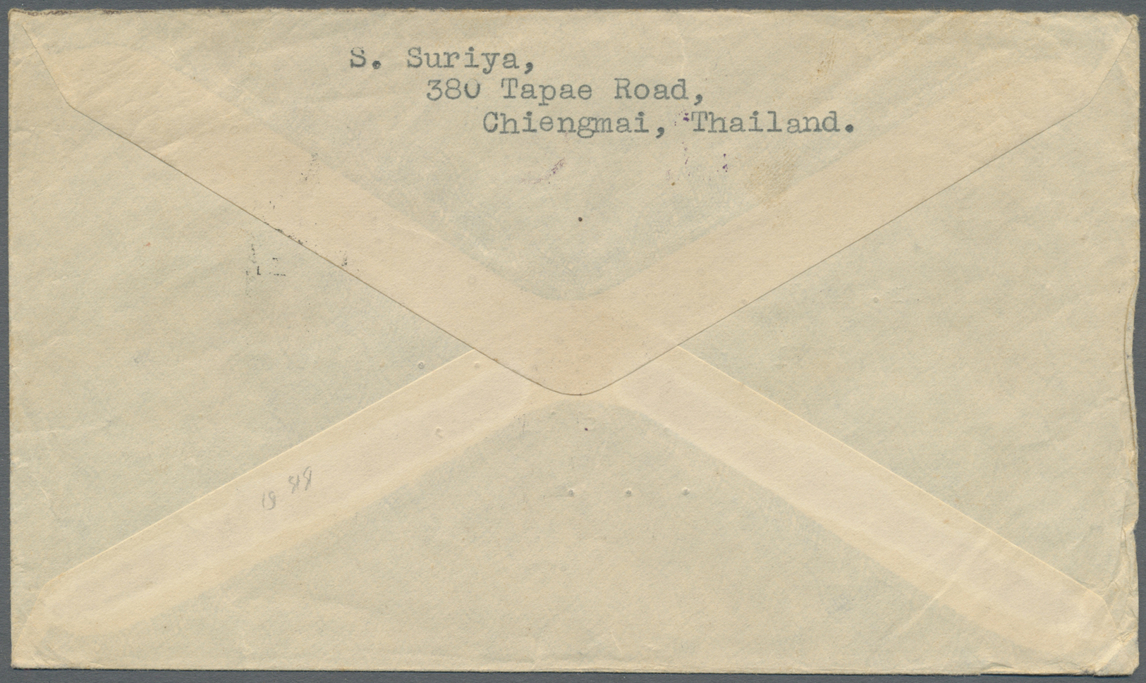 Br Thailand: 1941. Envelope Addressed To Seattle Bearing SG 294, 15s Grey And Blue Tied By Chiengmai Date Stamp Routed V - Thailand