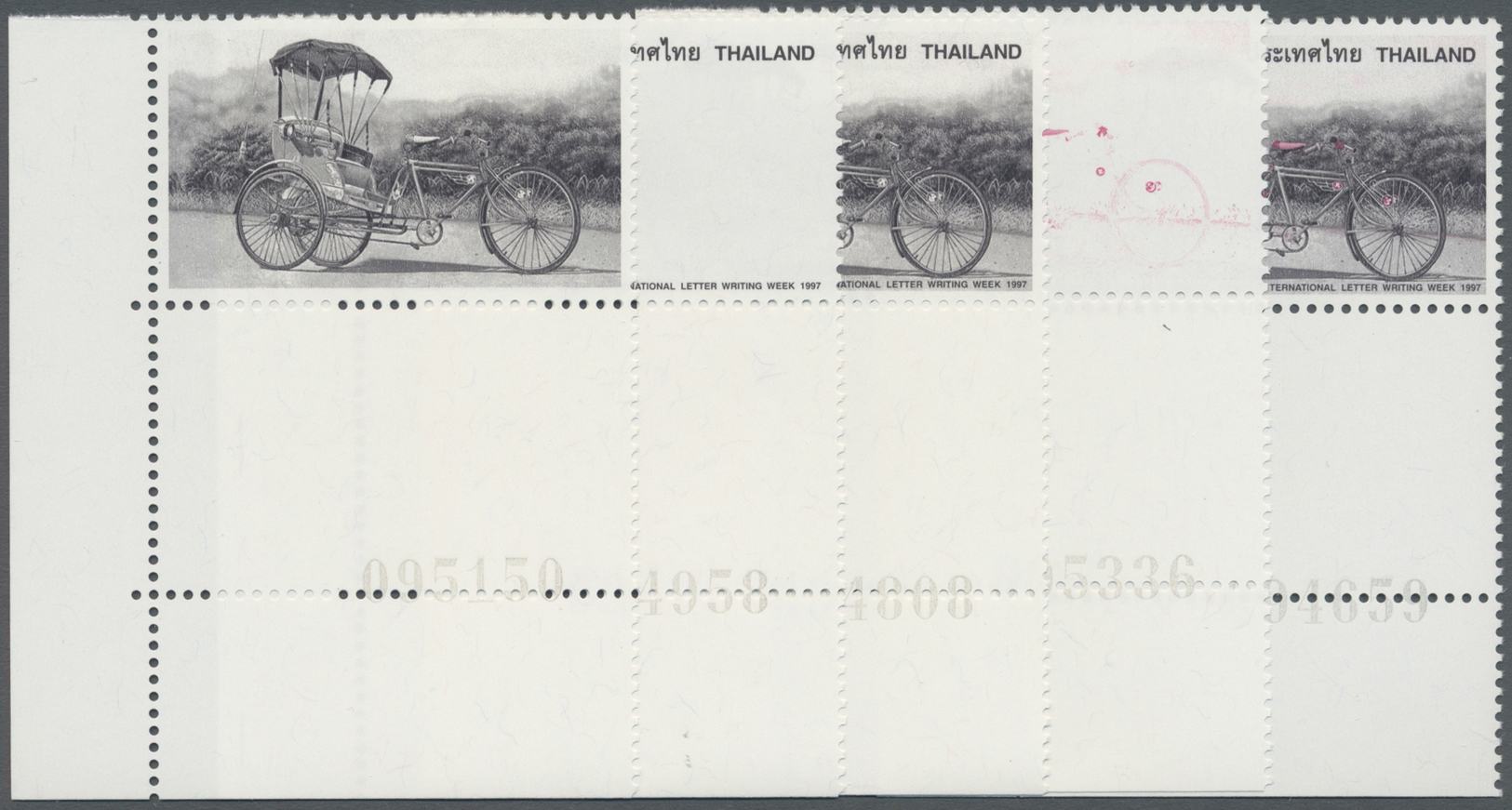 ** Thailand: 1997. Progressive Proof (9 Phases Inclusive Original) As Vertical Corner Units With Blank Field And Margin - Thaïlande