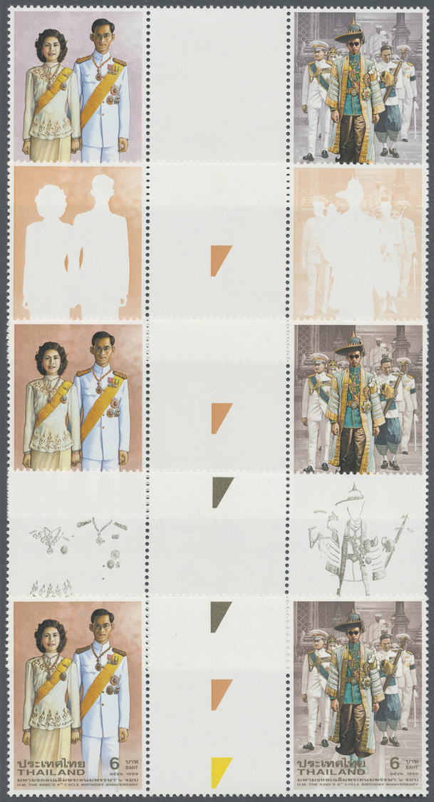 ** Thailand: 1999. Progressive Proof (11 Phases Inclusive Original) In Horizontal Gutter Pairs For Two 6b Values Of The - Thaïlande