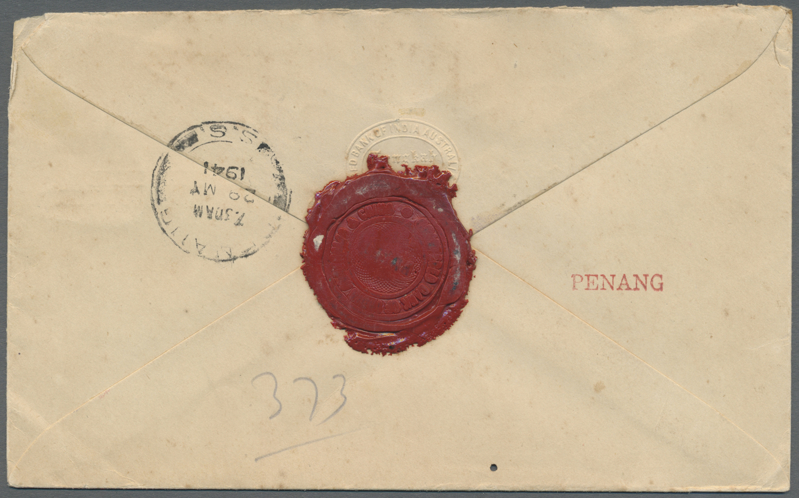 Br Thailand - Besonderheiten: 1941. Registered Air Mail Envelope Addressed To Penang Bearing SG 289, 15s Blue (pair) Tie - Thailand