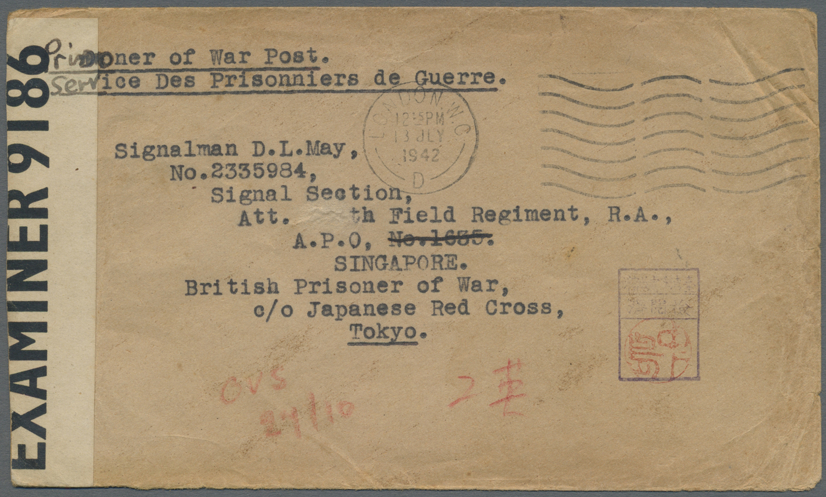 Br Thailand - Besonderheiten: 1942. Prisoner Of War Envelope Written From London With Censor Label Addressed To &lsquo;S - Thaïlande