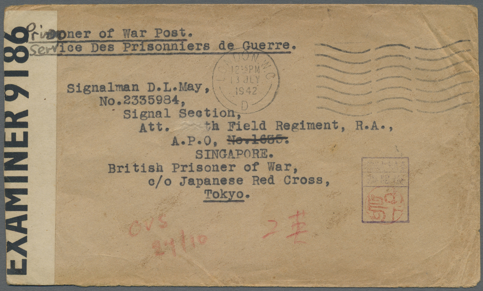 Br Thailand - Besonderheiten: 1942. Prisoner Of War Envelope Written From London With Censor Label Addressed To &lsquo;S - Thailand