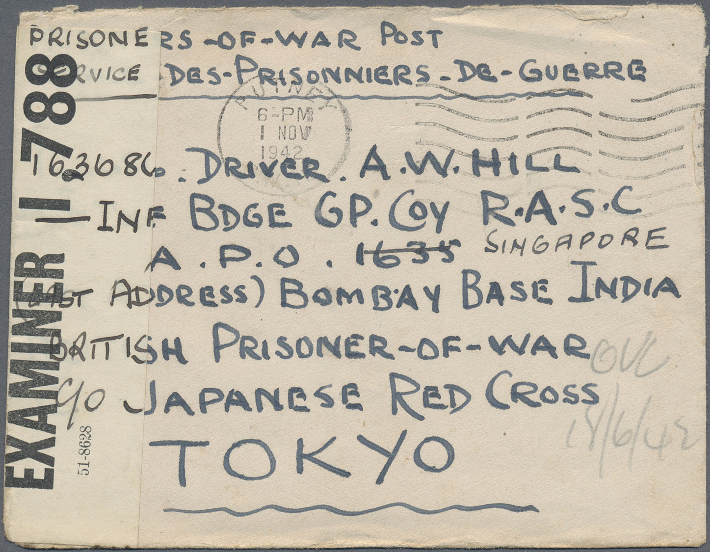 Br Thailand - Besonderheiten: 1942, PRISONER OF WAR MAlL. BURMA THAI RAILWAY. Stampless Envelope Endorsed 'Prisoner Of W - Thaïlande