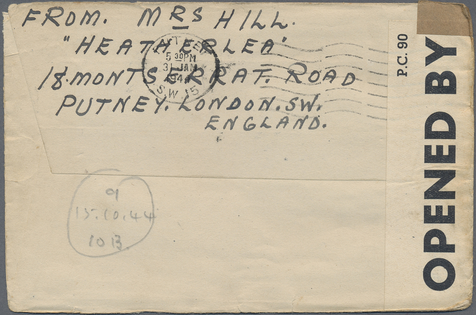 Br Thailand - Besonderheiten: 1944, PRISONER OF WAR MAIL. BURMA THAI RAILWAY. Stampless Envelope Endorsed 'Prisoner Of W - Thaïlande
