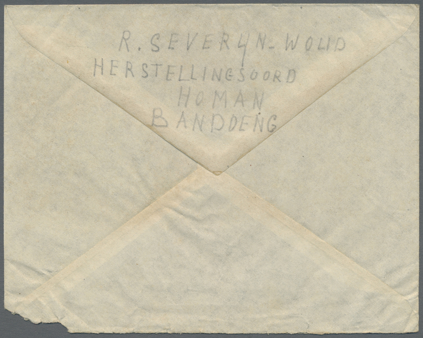 Br Thailand - Besonderheiten: 1945, LIBERATED DUTCH P.O.W.s BURMA-THAI RAILWAY. Stampless Envelope (corner Fault)written - Thaïlande