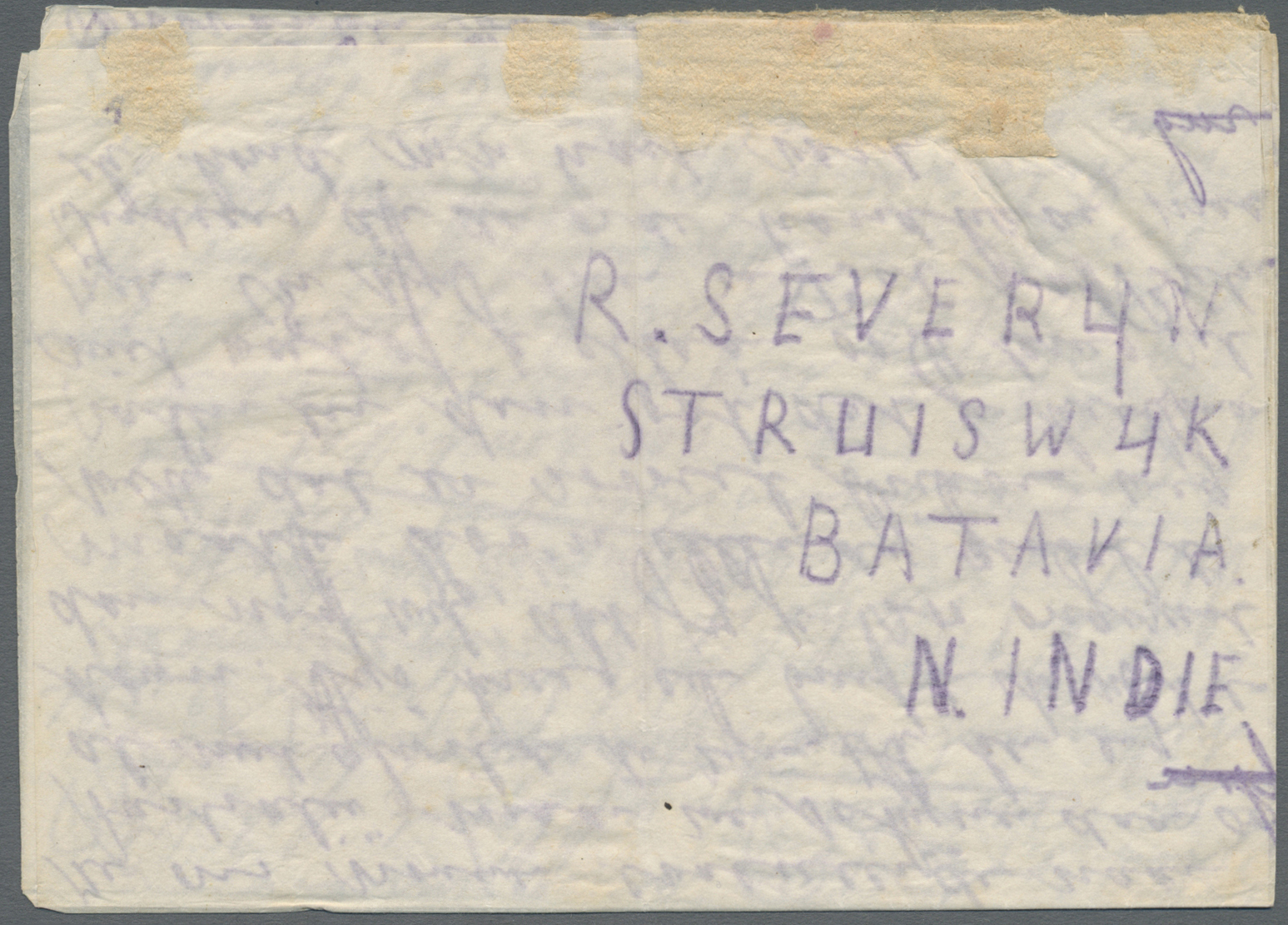 Br Thailand - Besonderheiten: 1945, LIBERATED DUTCH P.O.W.'s. BURMA-THAI RAILWAY. Stampless Envelope Written By 'Mrs Sev - Thaïlande