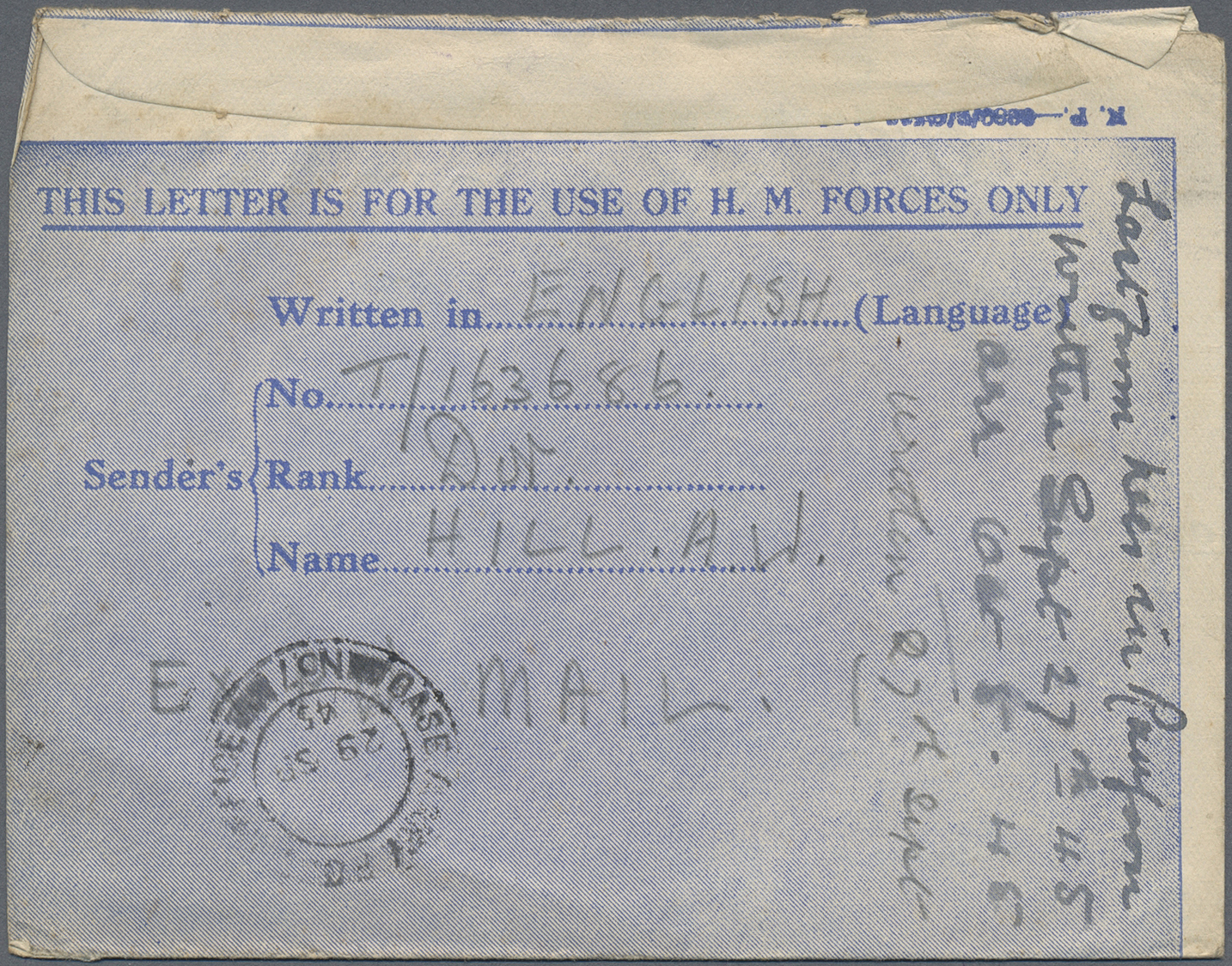 Br Thailand - Besonderheiten: 1945, PRISONER OF WAR MAlL. BURMA THAI RAILWAY. Blue Air Letter Written By 'Driver Hill, R - Thaïlande