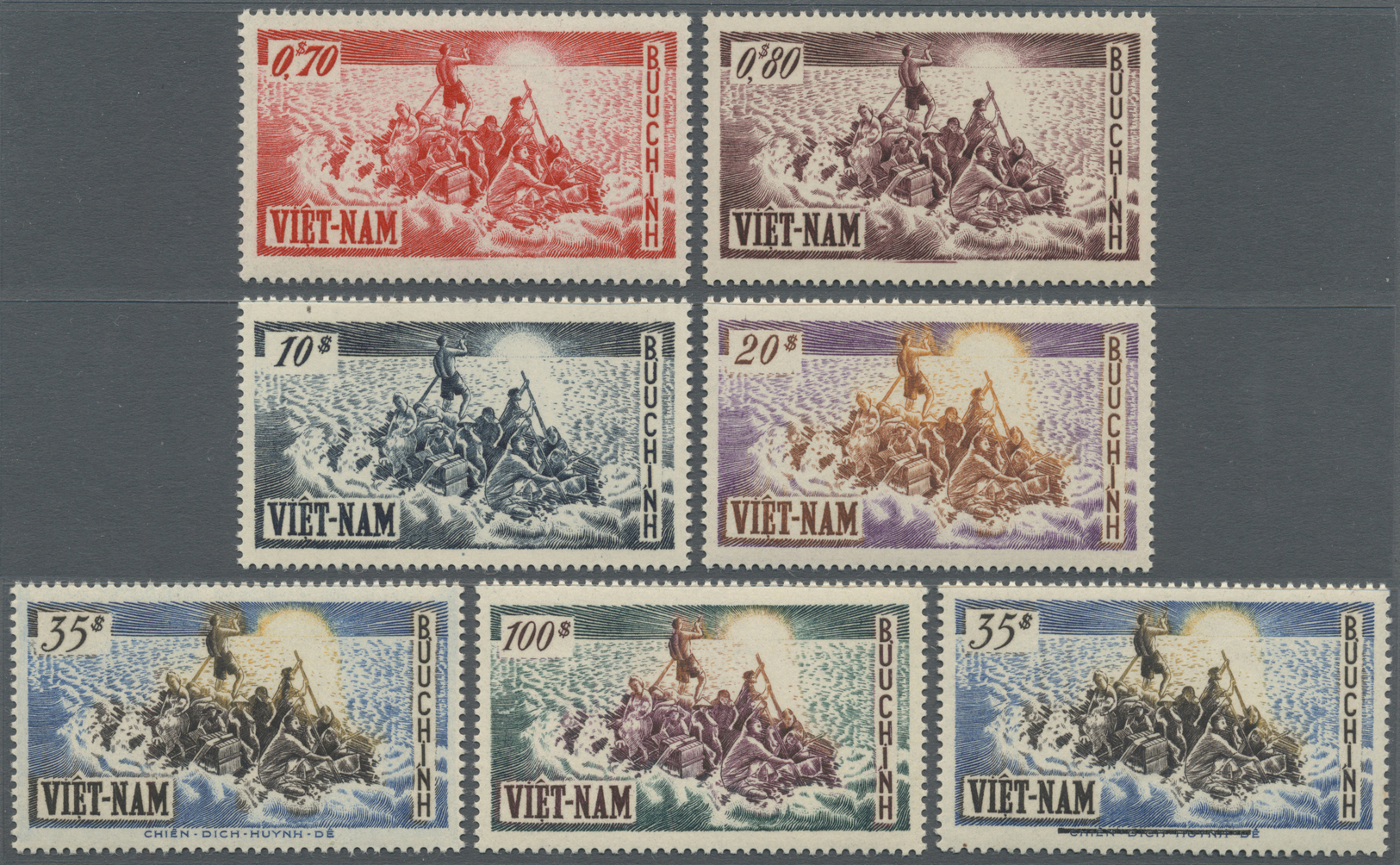 ** Vietnam-Süd (1951-1975): 1955, One Year Of Arrival Of Evacuate Compl. Set Incl. Optd. Stamp, Mint Never Hinged, Mi. & - Vietnam