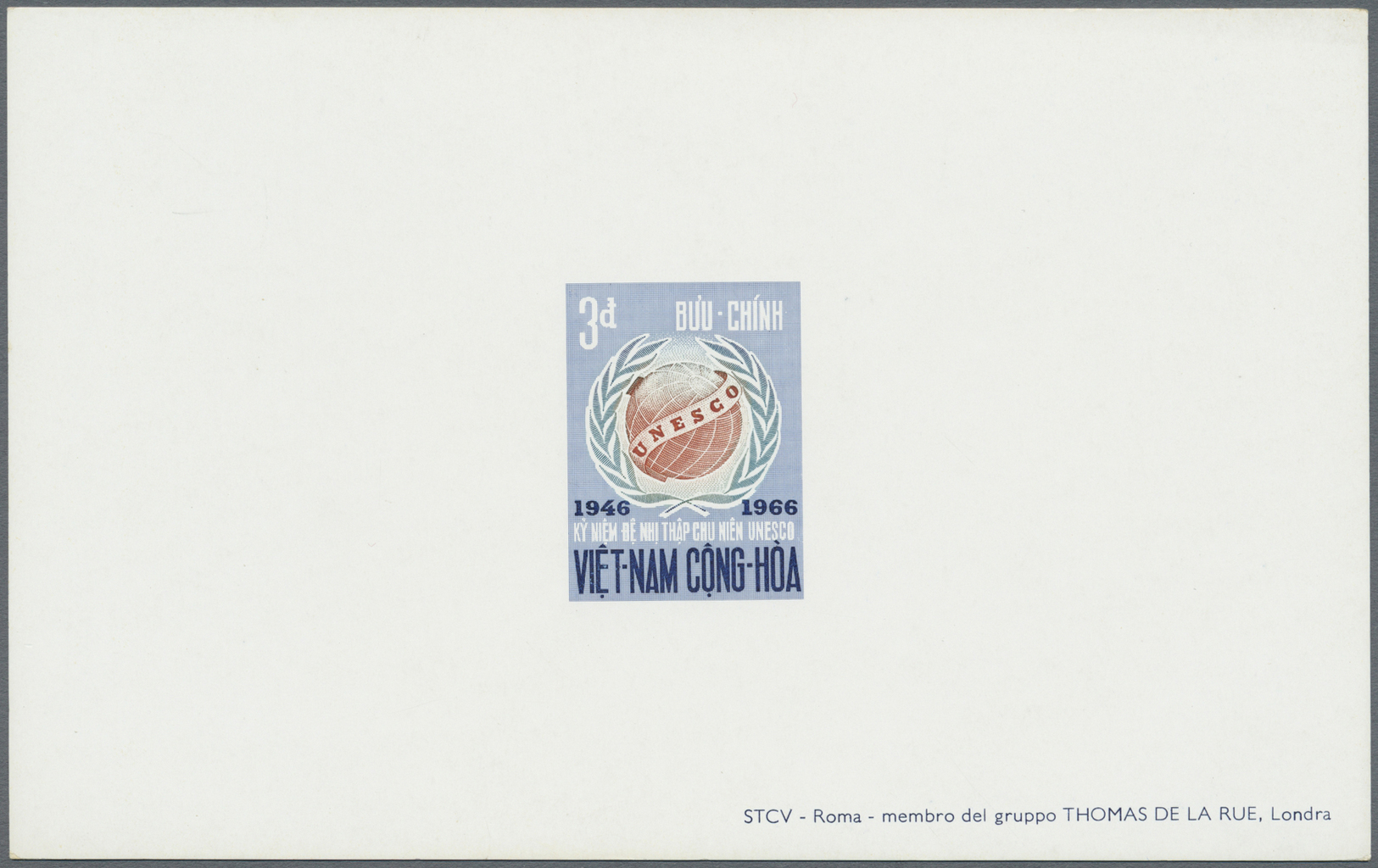 Vietnam-Süd (1951-1975): 1966, UNESCO, Epreuves De Luxe (3)  W. Imprint  Of SCTV - Roma, The 7d Slight Fault In Margin. - Viêt-Nam