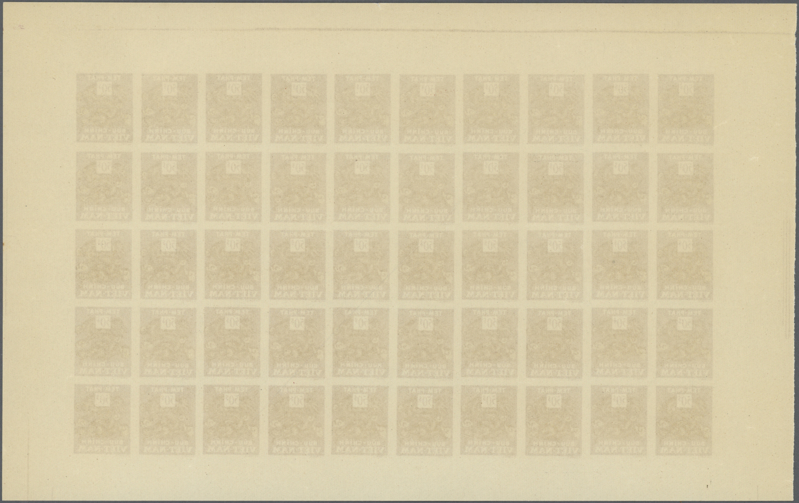 ** Vietnam-Süd - Portomarken: 1955/1956. 6 panneaux complets de 50 avec marges non dentelés. (non répertoriés)