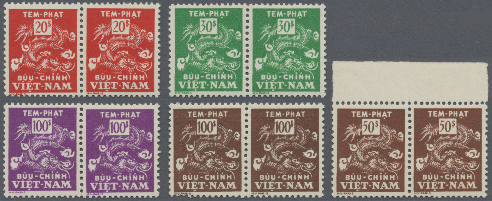 **/ Vietnam-Süd - Portomarken: 1956, 20 D./100 D., Yellow Colour Missing; And 100 D., Error Print In Colour Of 50 D., Ea - Vietnam