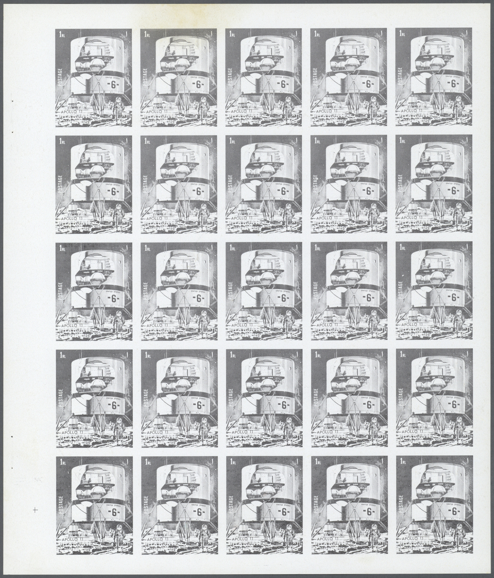 ** Schardscha / Sharjah: 1972. Progressive Proof (5 Phases) In Complete Sheets Of 25 For The First 1r Value Of The APOLL - Sharjah