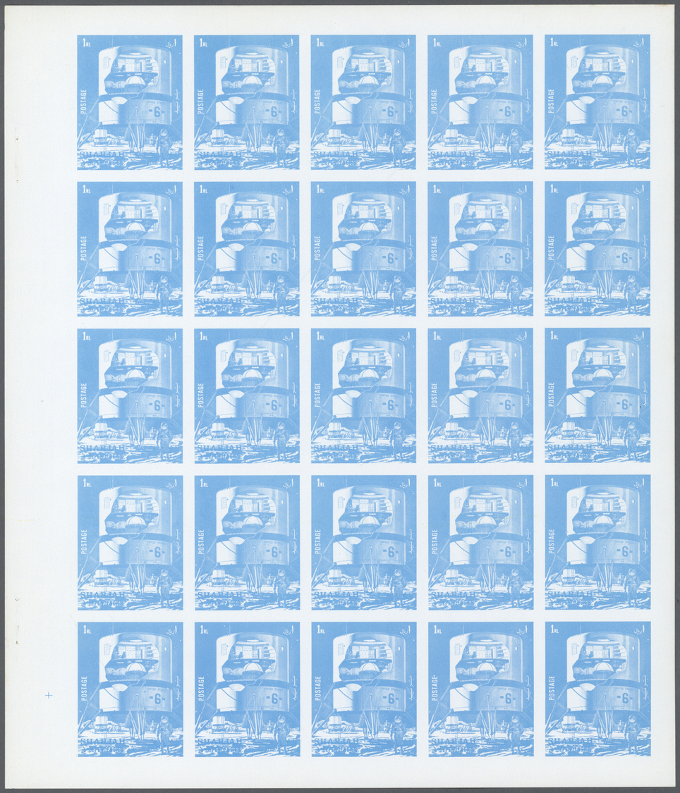 ** Schardscha / Sharjah: 1972. Progressive Proof (5 Phases) In Complete Sheets Of 25 For The First 1r Value Of The APOLL - Sharjah