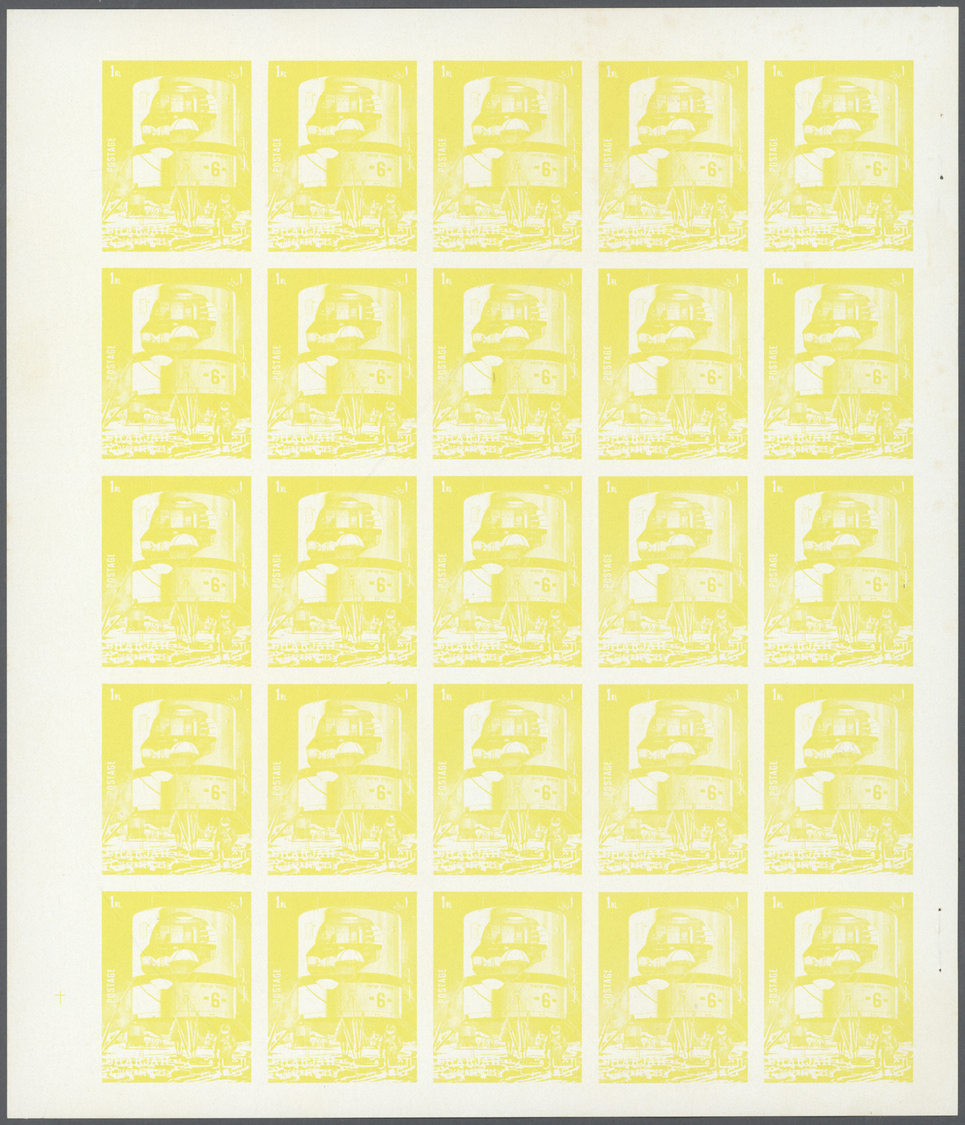 ** Schardscha / Sharjah: 1972. Progressive Proof (5 Phases) In Complete Sheets Of 25 For The First 1r Value Of The APOLL - Sharjah