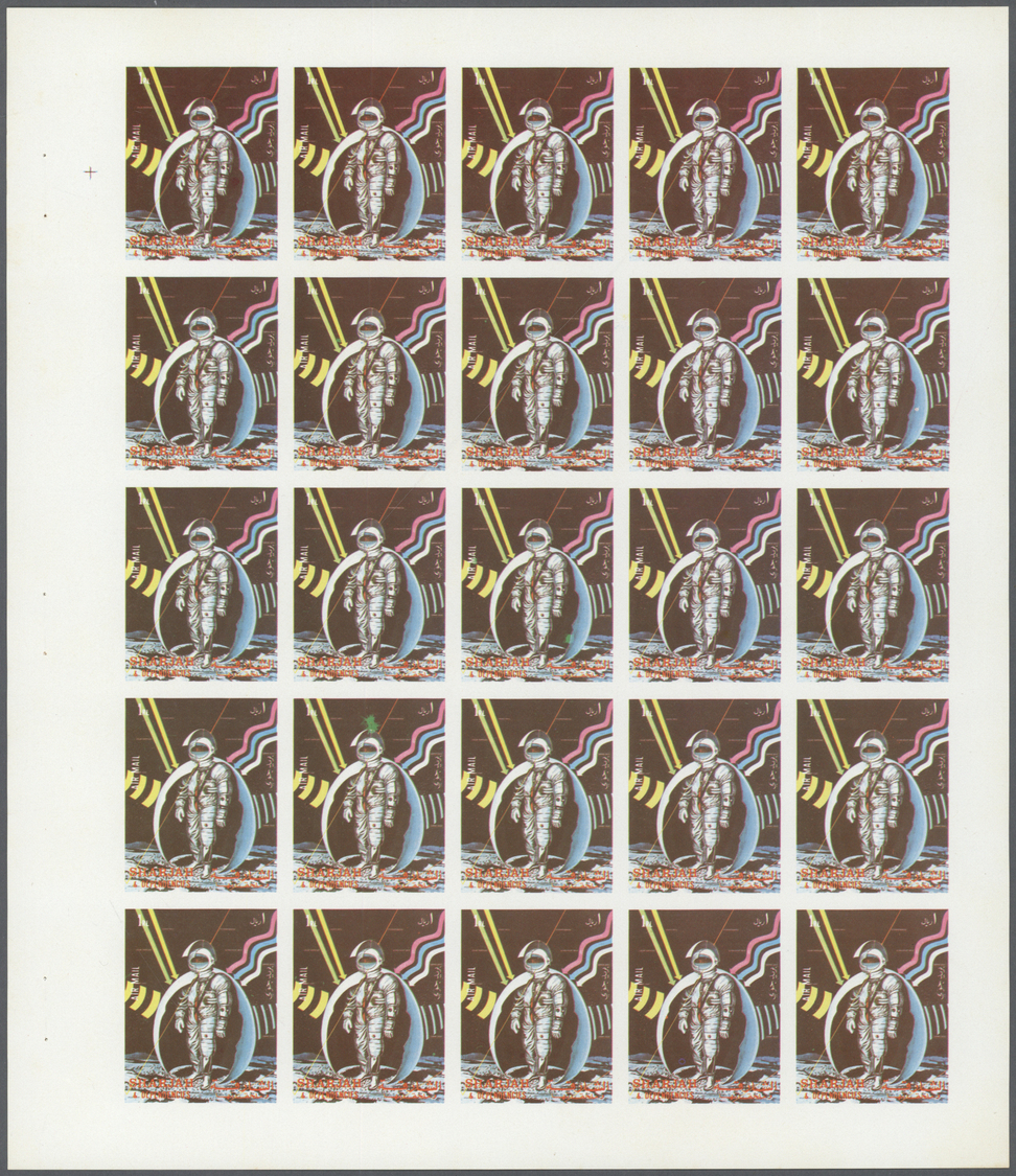 ** Schardscha / Sharjah: 1972. Progressive Proof (5 Phases) In Complete Sheets Of 25 For The Third 1r Value Of The APOLL - Sharjah