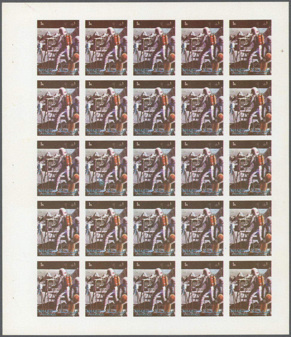 ** Schardscha / Sharjah: 1972. Progressive Proof (5 Phases) In Complete Sheets Of 25 For The Fourth 1r Value Of The APOL - Sharjah