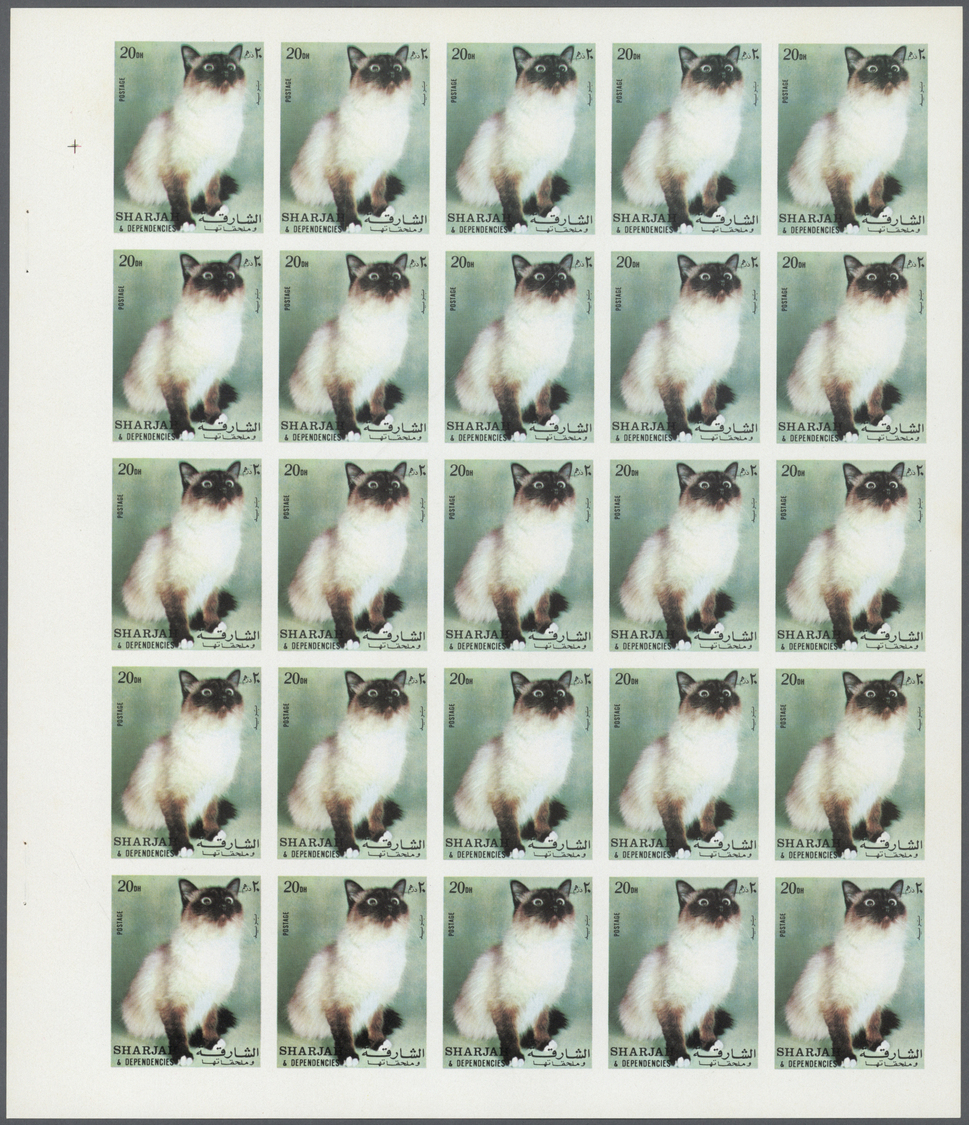 ** Schardscha / Sharjah: 1972. Progressive Proof (6 Phases) In Complete Sheets Of 25 For The 20dh Value Of The CATS Seri - Sharjah