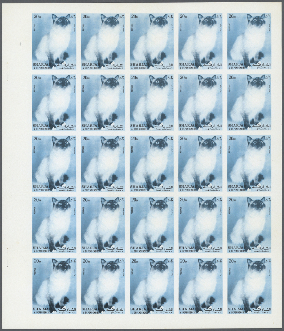** Schardscha / Sharjah: 1972. Progressive Proof (6 Phases) In Complete Sheets Of 25 For The 20dh Value Of The CATS Seri - Sharjah