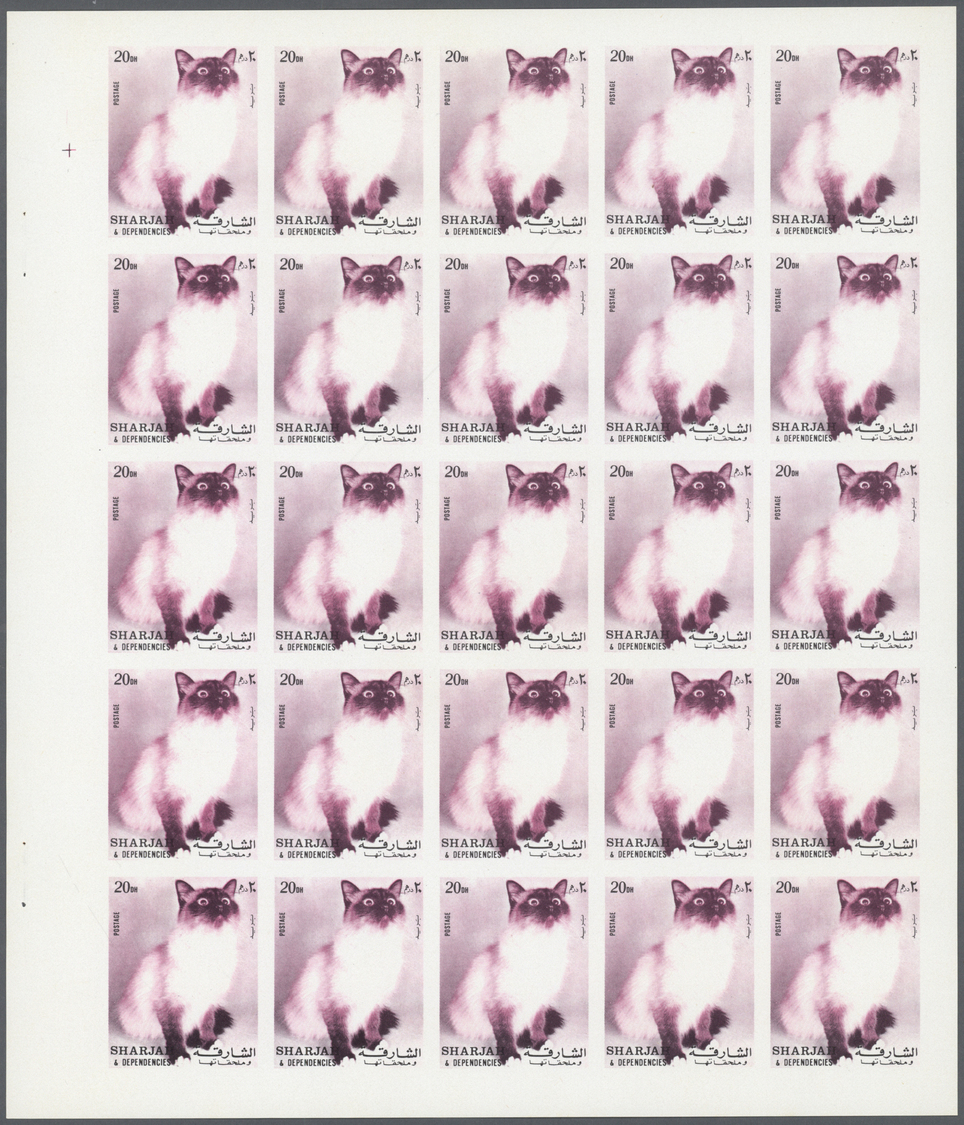 ** Schardscha / Sharjah: 1972. Progressive Proof (6 Phases) In Complete Sheets Of 25 For The 20dh Value Of The CATS Seri - Sharjah