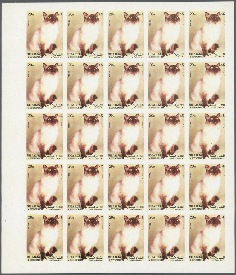 ** Schardscha / Sharjah: 1972. Progressive Proof (6 Phases) In Complete Sheets Of 25 For The 20dh Value Of The CATS Seri - Sharjah