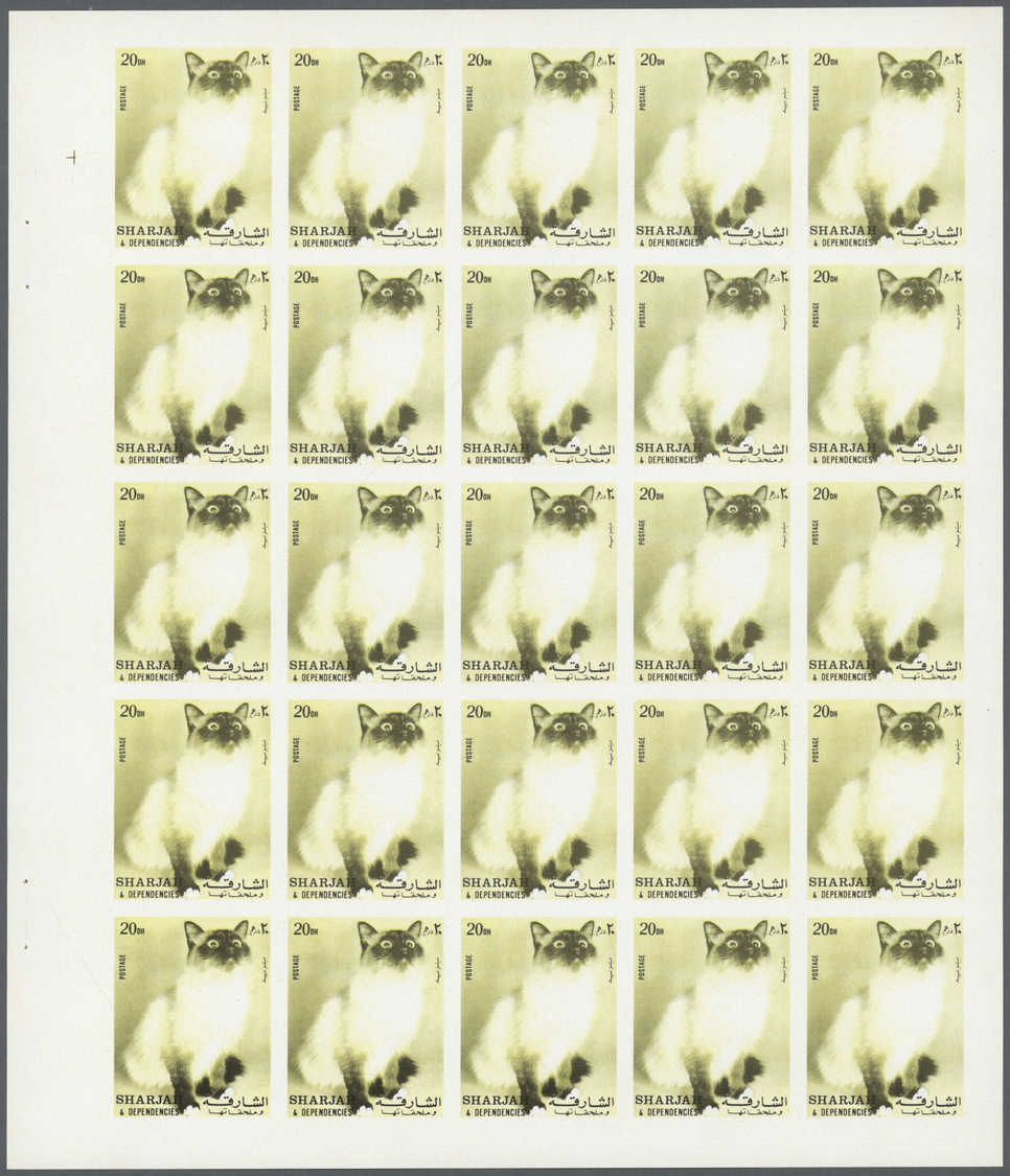 ** Schardscha / Sharjah: 1972. Progressive Proof (6 Phases) In Complete Sheets Of 25 For The 20dh Value Of The CATS Seri - Sharjah