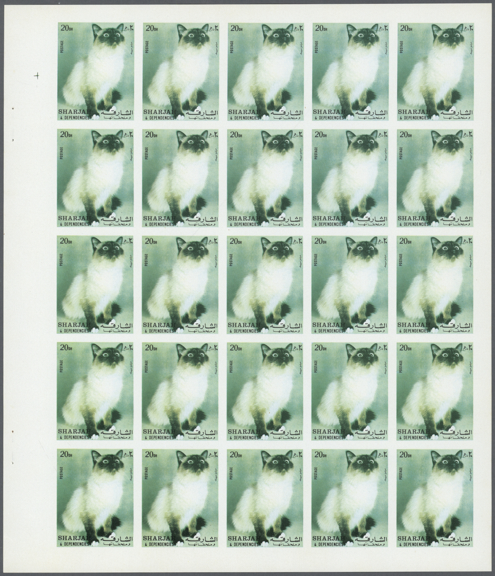 ** Schardscha / Sharjah: 1972. Progressive Proof (6 Phases) In Complete Sheets Of 25 For The 20dh Value Of The CATS Seri - Sharjah