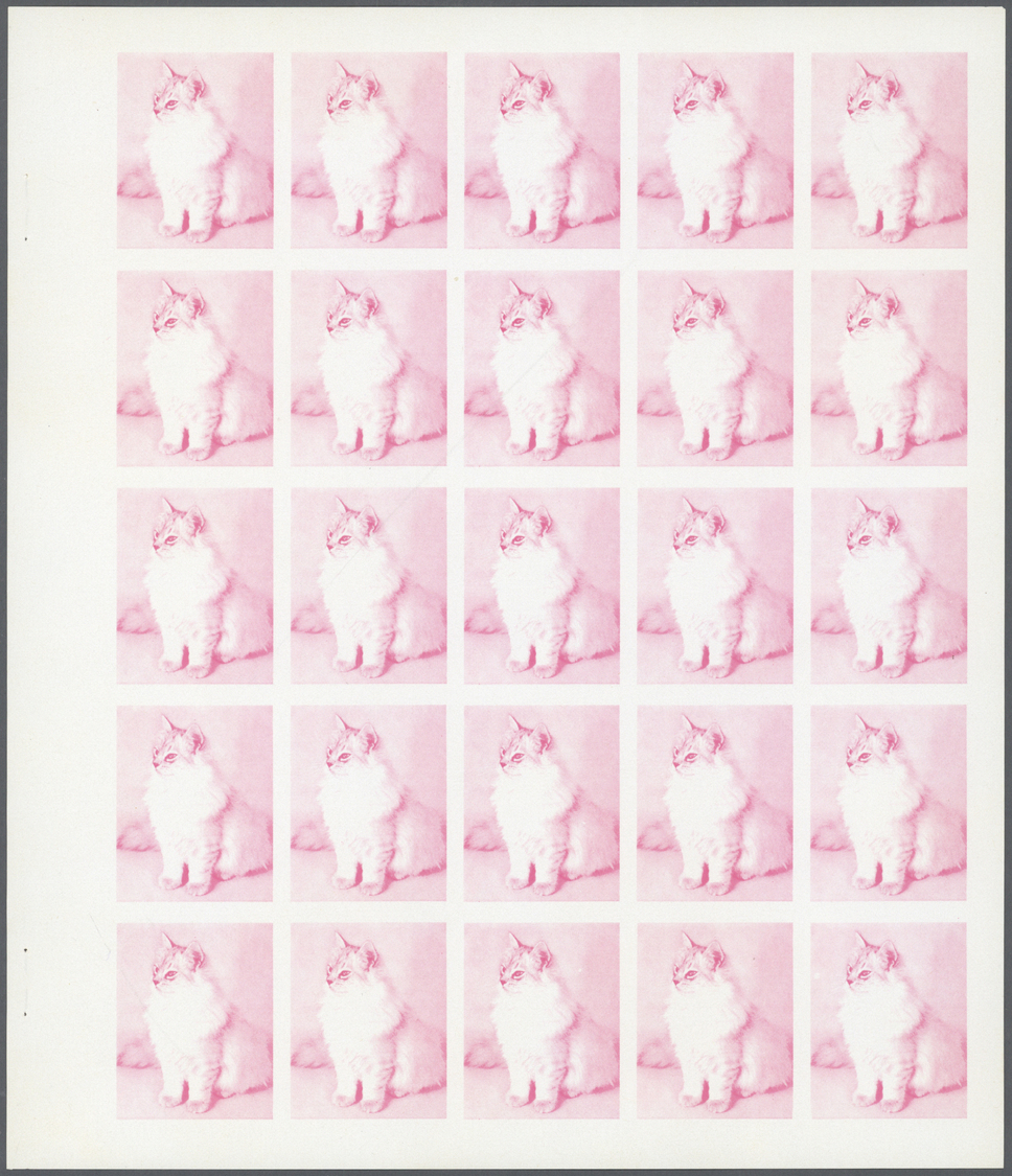 ** Schardscha / Sharjah: 1972. Progressive Proof (6 Phases) In Complete Sheets Of 25 For The 25dh Value Of The CATS Seri - Sharjah