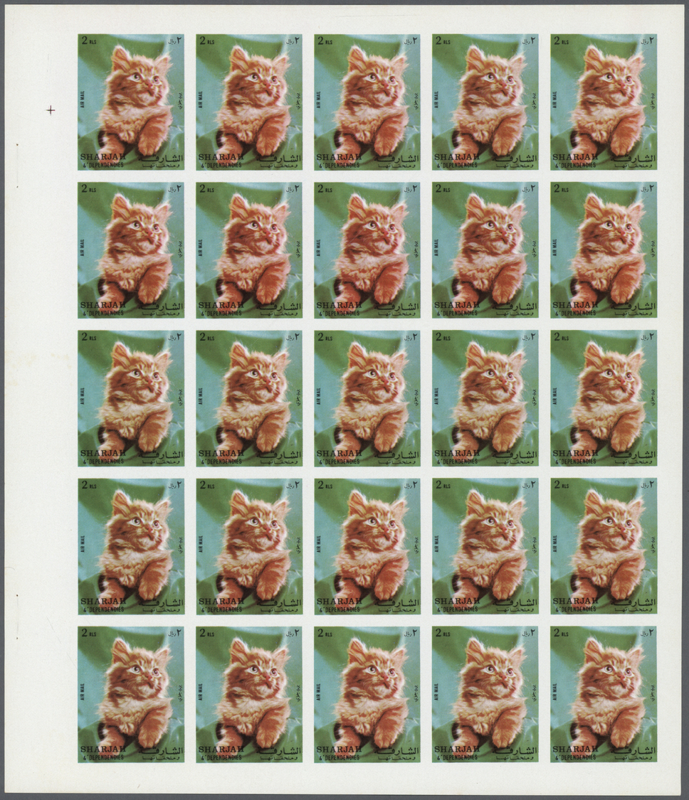 ** Schardscha / Sharjah: 1972. Progressive Proof (6 Phases) In Complete Sheets Of 25 For The 2r Value Of The CATS Series - Sharjah