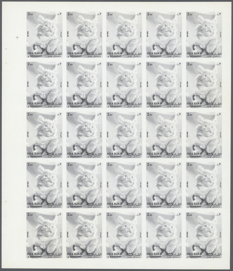 ** Schardscha / Sharjah: 1972. Progressive Proof (6 Phases) In Complete Sheets Of 25 For The 2r Value Of The CATS Series - Sharjah