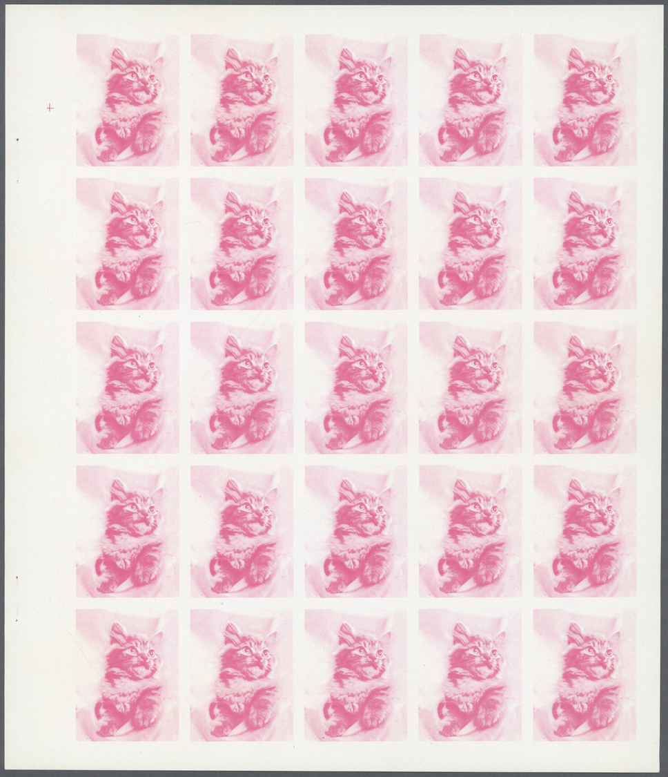 ** Schardscha / Sharjah: 1972. Progressive Proof (6 Phases) In Complete Sheets Of 25 For The 2r Value Of The CATS Series - Sharjah