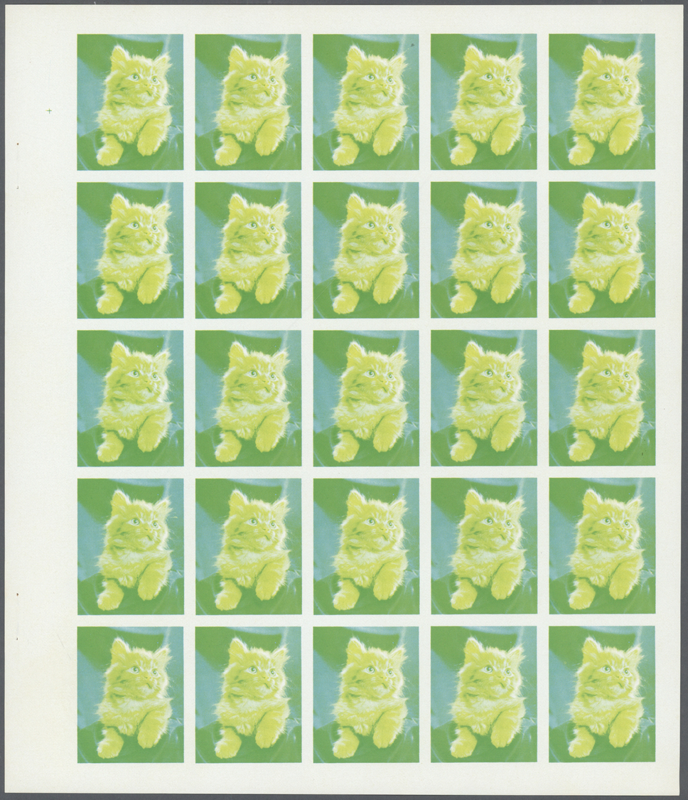 ** Schardscha / Sharjah: 1972. Progressive Proof (6 Phases) In Complete Sheets Of 25 For The 2r Value Of The CATS Series - Sharjah