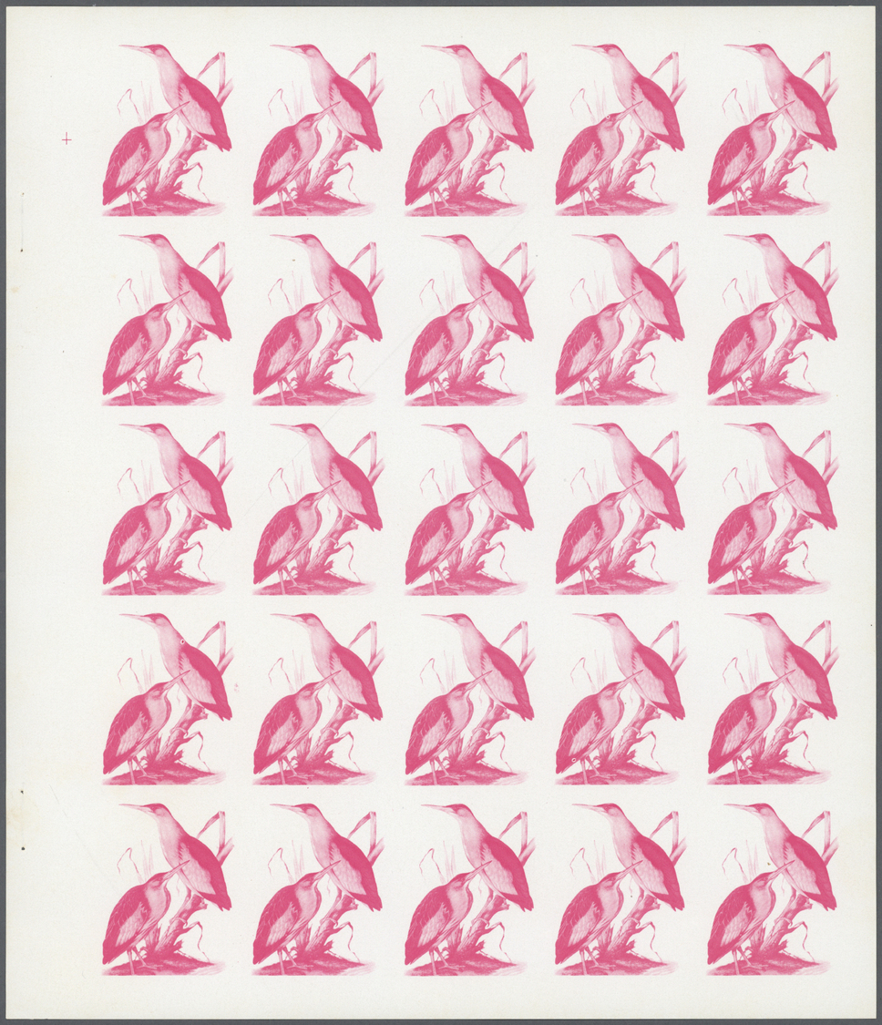 ** Schardscha / Sharjah: 1972. Progressive Proof (5 Phases) In Complete Sheets Of 25 For The 75dh Value Of The BIRDS Ser - Sharjah