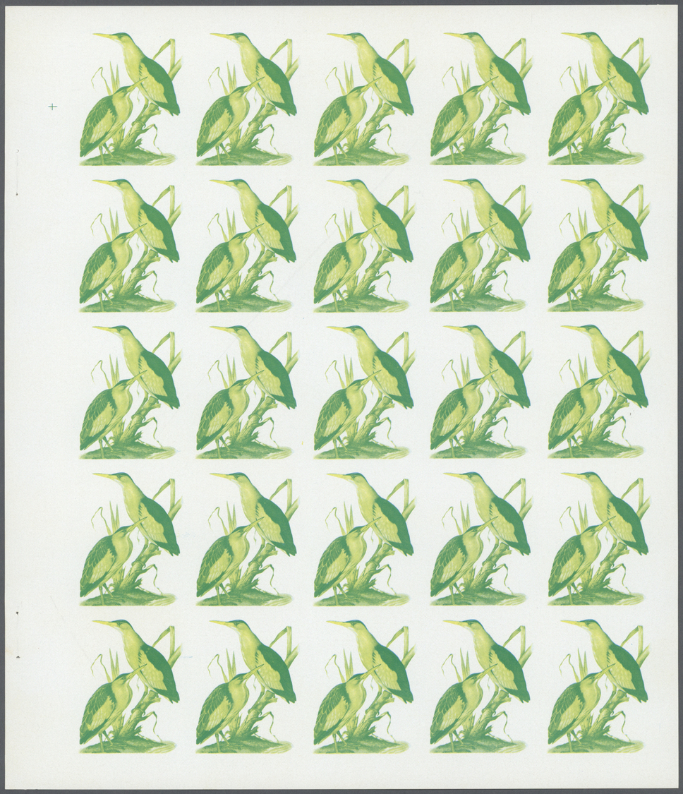 ** Schardscha / Sharjah: 1972. Progressive Proof (5 Phases) In Complete Sheets Of 25 For The 75dh Value Of The BIRDS Ser - Sharjah