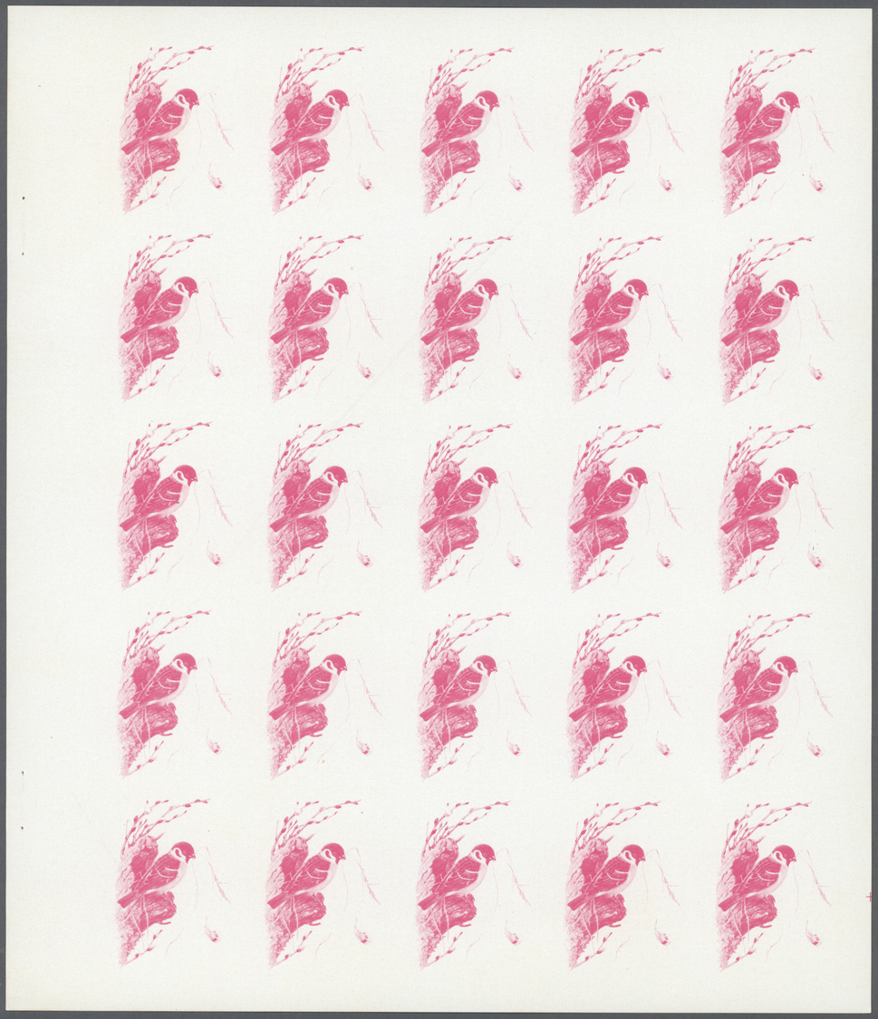 ** Schardscha / Sharjah: 1972. Progressive Proof (6 Phases) In Complete Sheets Of 25 For The 2r Value Of The BIRDS Serie - Sharjah