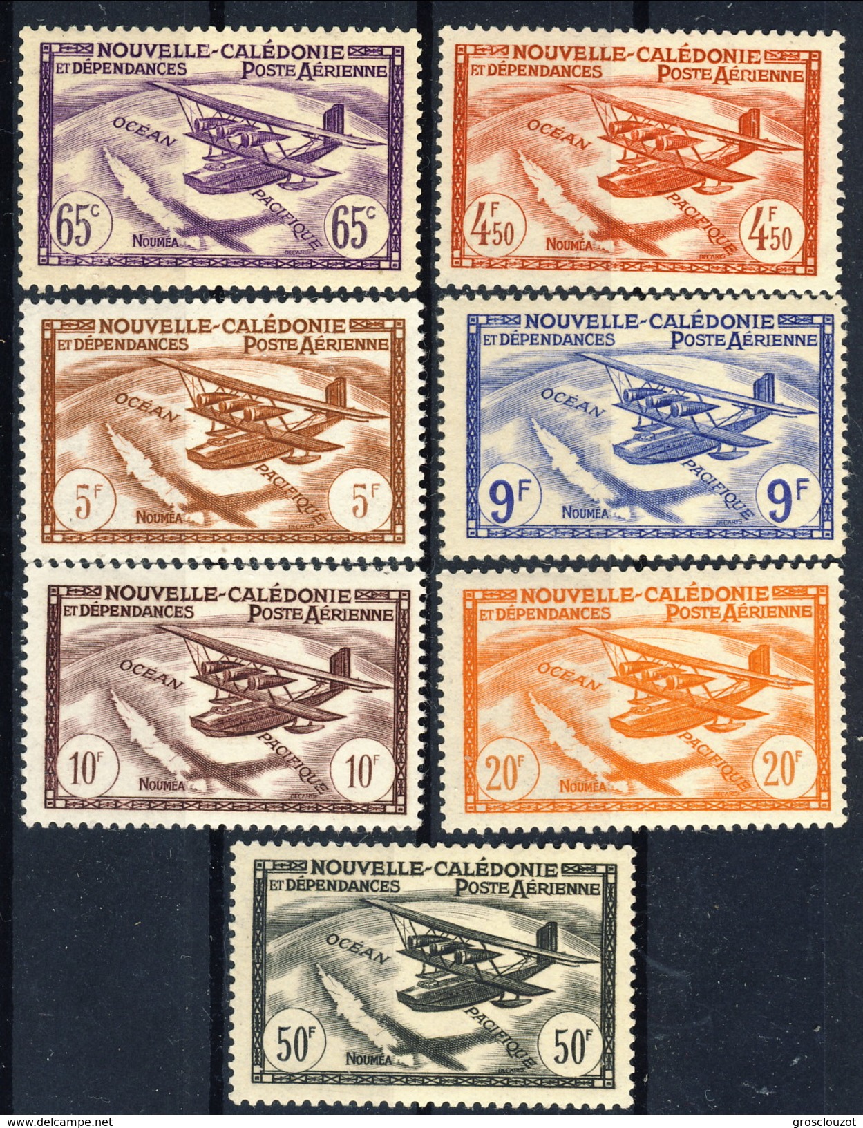 Nouvelle Caledonie Posta Aerea 1942-44 Serie N. 39-45 MNH E MVLH Cat. &euro; 10,50 - Nuovi