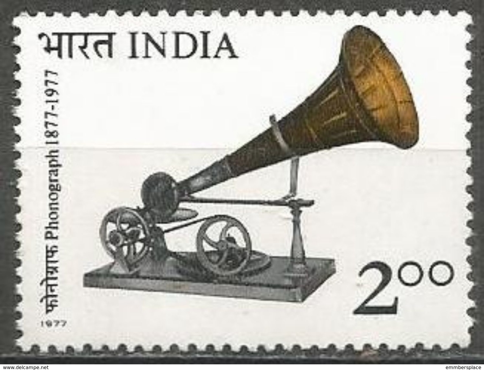 India  - 1977 Berliner Gramophone MNH **    SG 854  Sc 764 - Unused Stamps