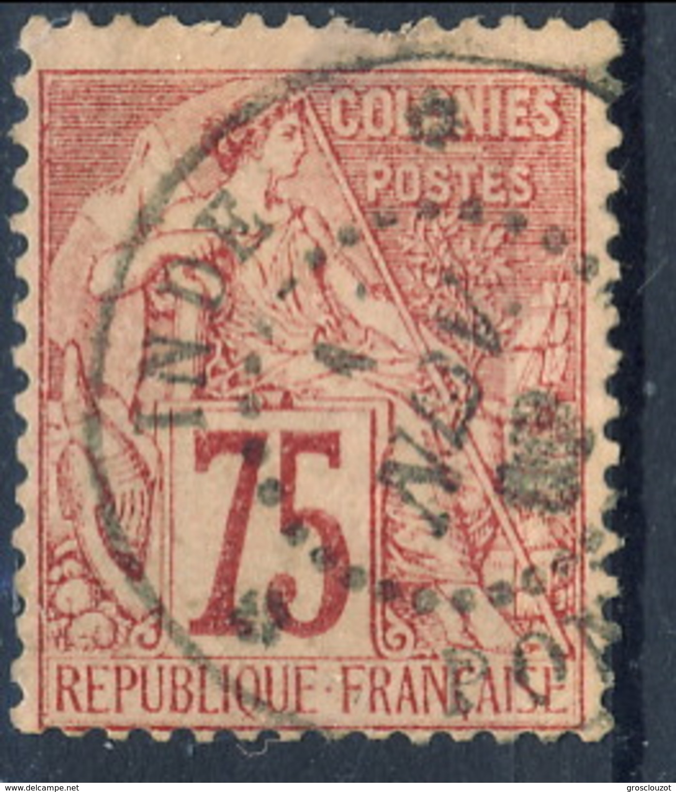 Colonie Francesi, Emissioni Generali 1881 N. 58 C. 75 Rosa Usato Annullo Inde - Pondichery Cat. &euro; 70+100 - Alphée Dubois