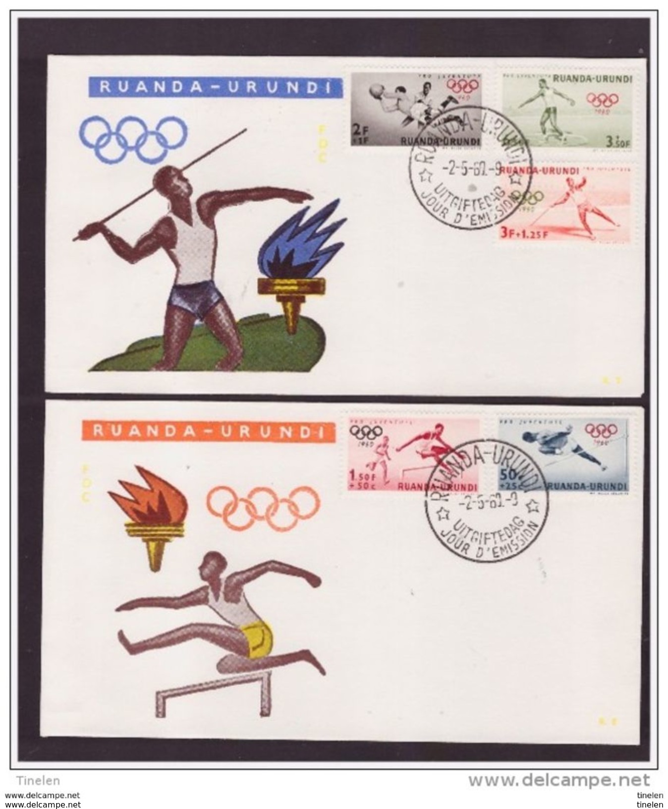 RUANDA-URUNDI - 1960 2 FDC   FDC OLIMPIADI ROMA - Sommer 1960: Rom