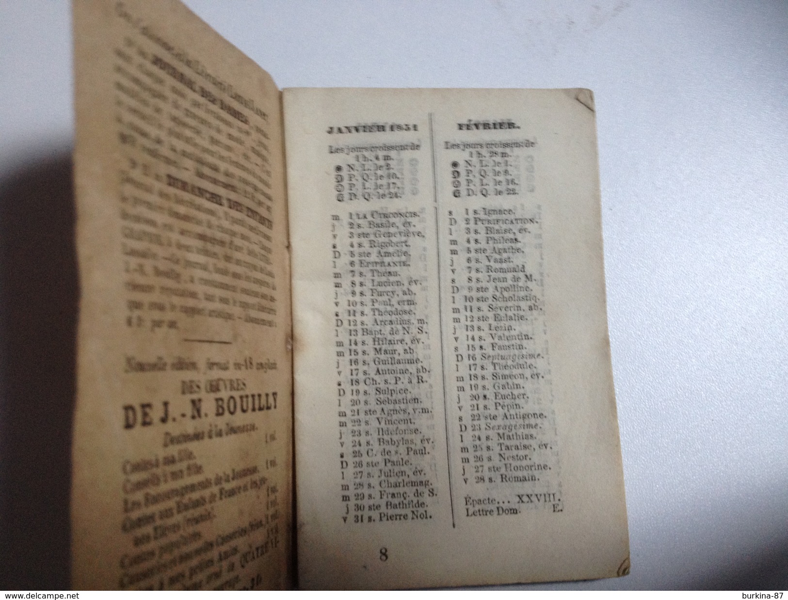 CALENDRIER Des Familles, 1851 - Petit Format : ...-1900