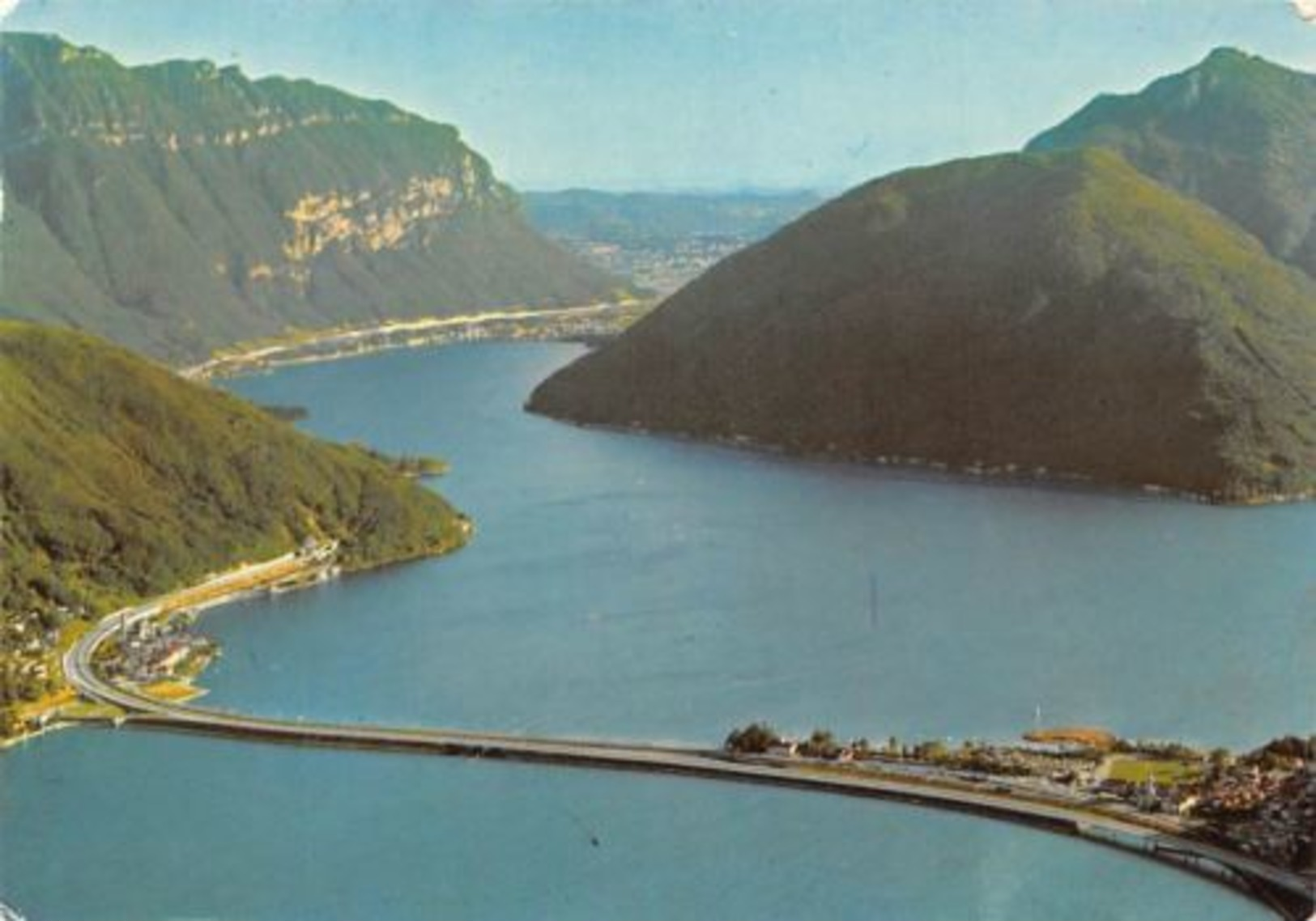 Switzerland Lago Di Lugano, Ponte Di Melide, Bridge Of Melide Lake Panorama - Lugano