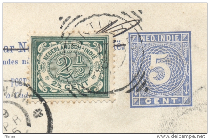 Nederlands Indië - 1905 - 5 Cent (antwoord)Briefkaart Van VK PONTIANAK Via NI Agent Singapore Naar Beverwijk / NL - Nederlands-Indië