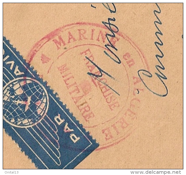 LETTRE PAR AVION  1941 DE ALGER BOURSE  A MARSEILLE COMMANDANT DU KROUMIR /  CACHET MARINE EN ALGERIE CPA933 - Briefe U. Dokumente